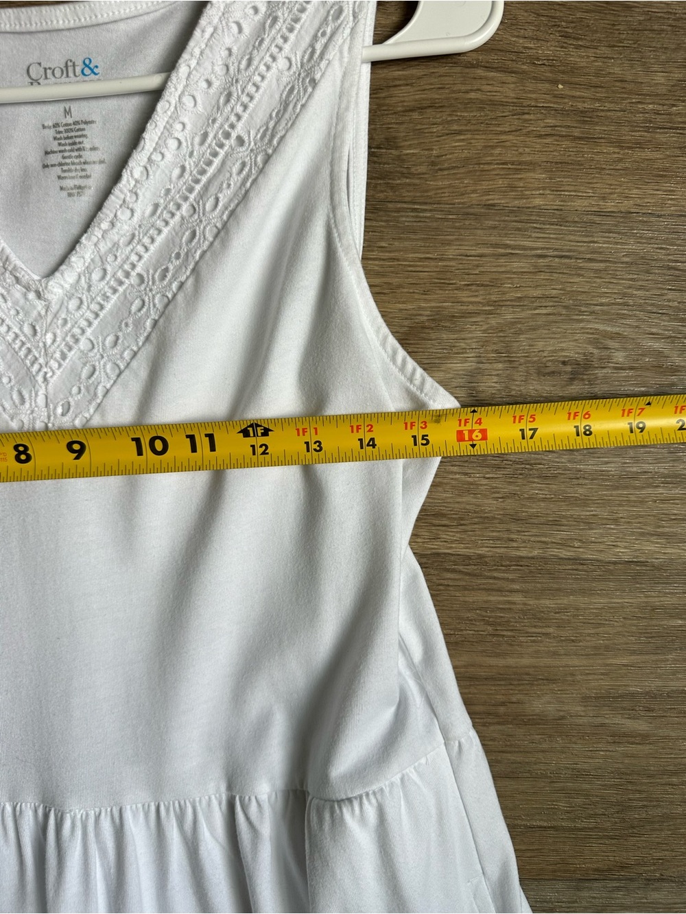 croft & barrow White Tiered Maxi Dress Eyelet Lace V-Neck Sleeveless - Picture 5 of 7
